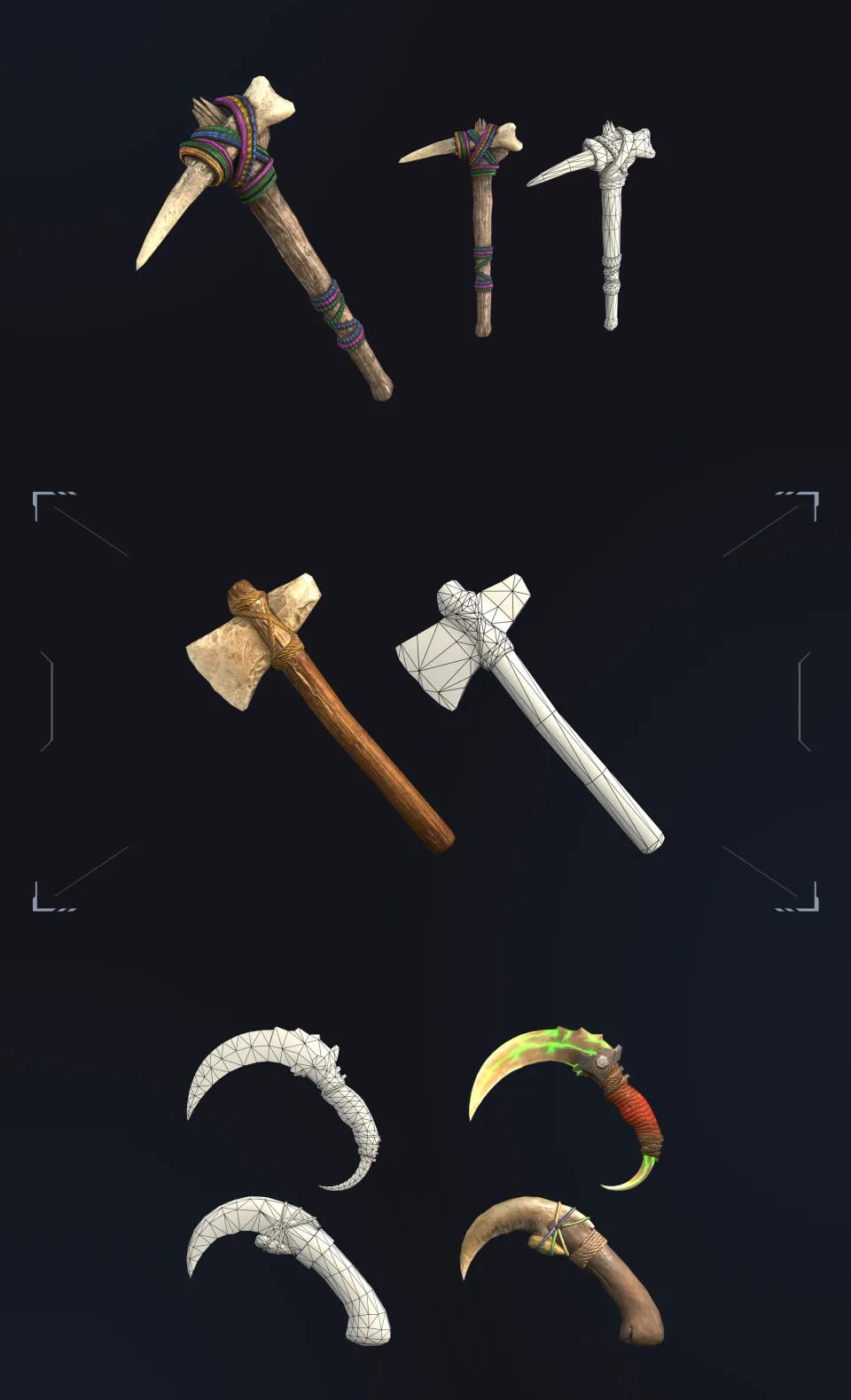 Wild Rage tools axes sickles pickaxes game models