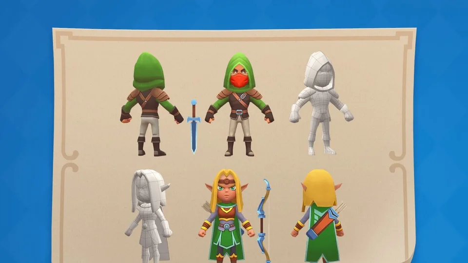 Puzzle Fight character designs and outfit variations