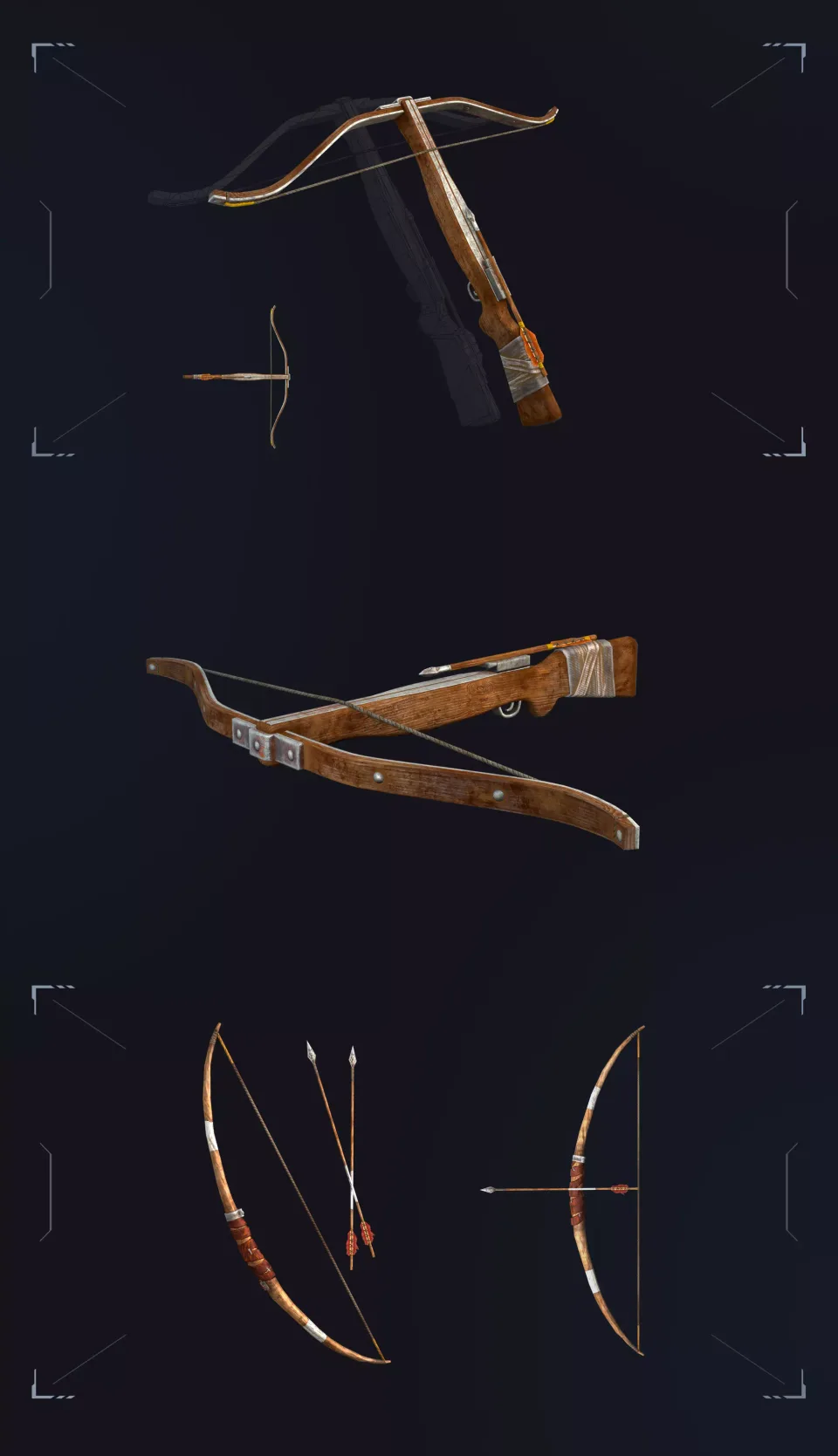 Wild Rage 3D weapons crossbow bow arrows models