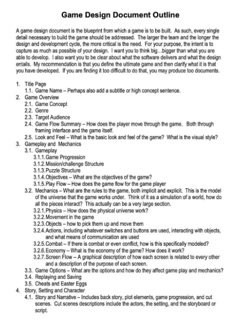 How to Write Game Design Document (with Examples) - Whimsy Games