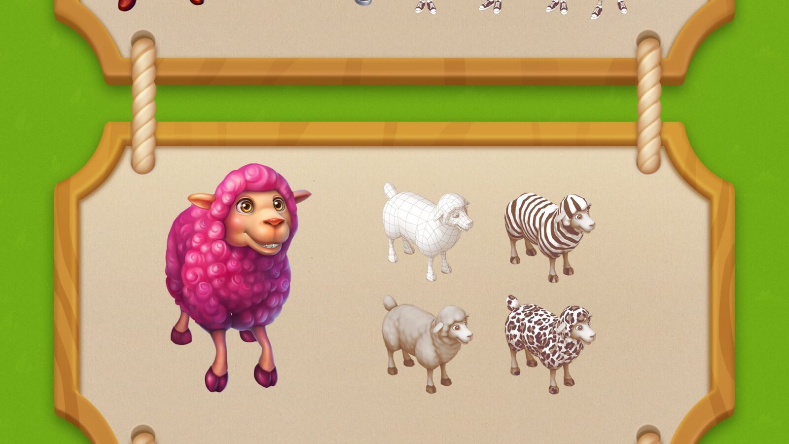 Animal characters sheep and goat family casual game