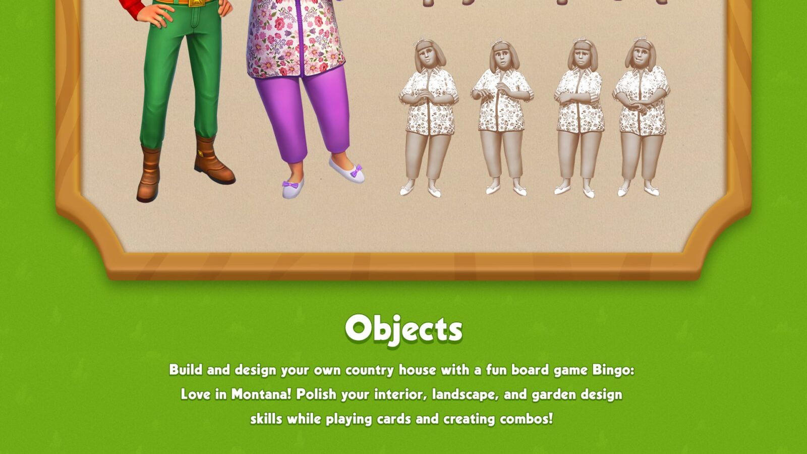 Object panel for farm bingo game assets