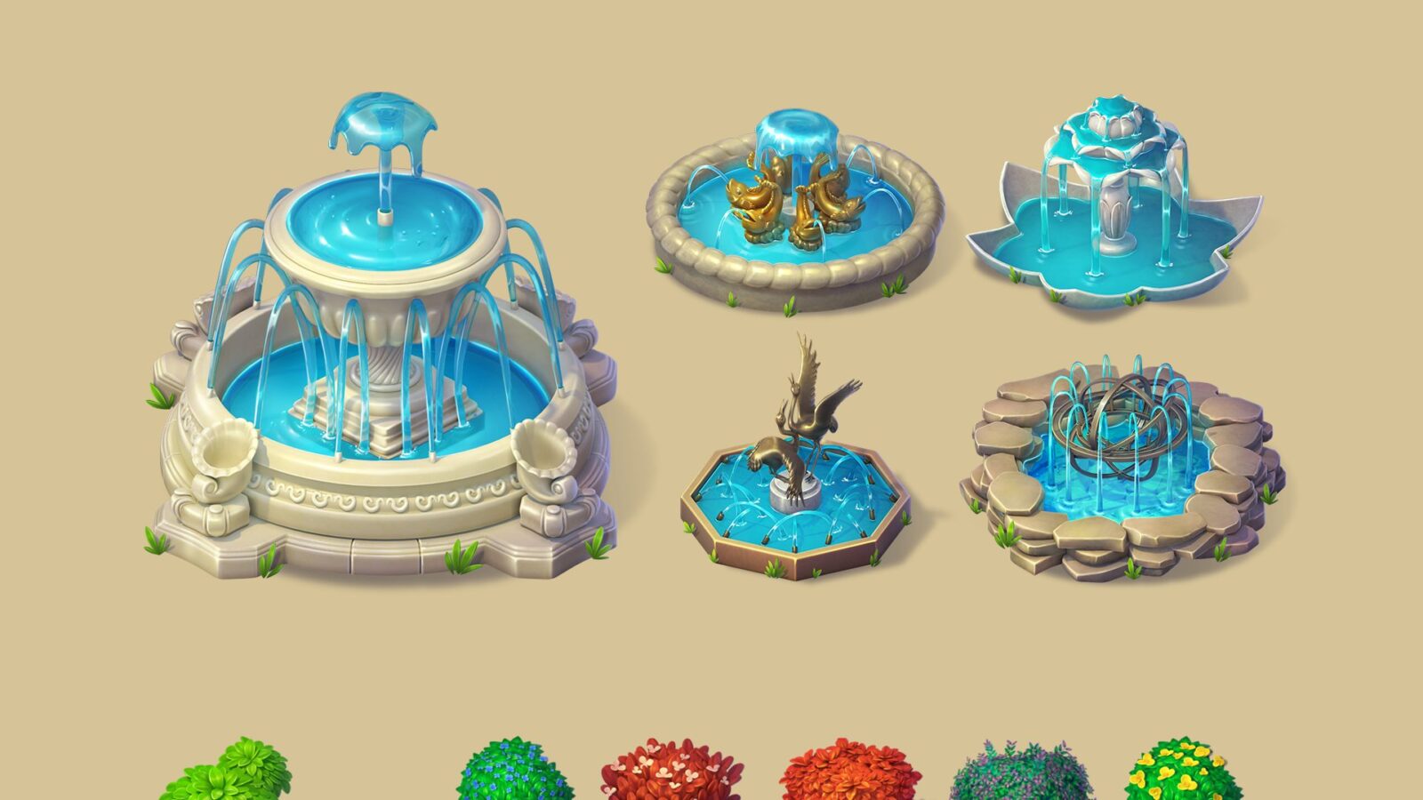 Fountain decoration asset for town square
