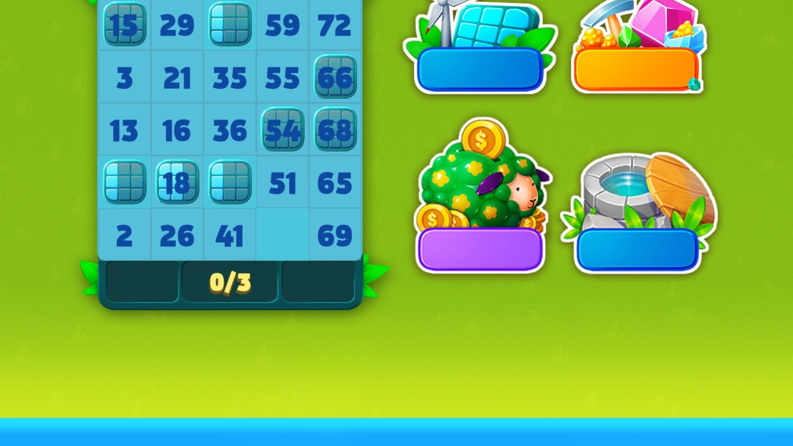 Bingo ticket selection screen