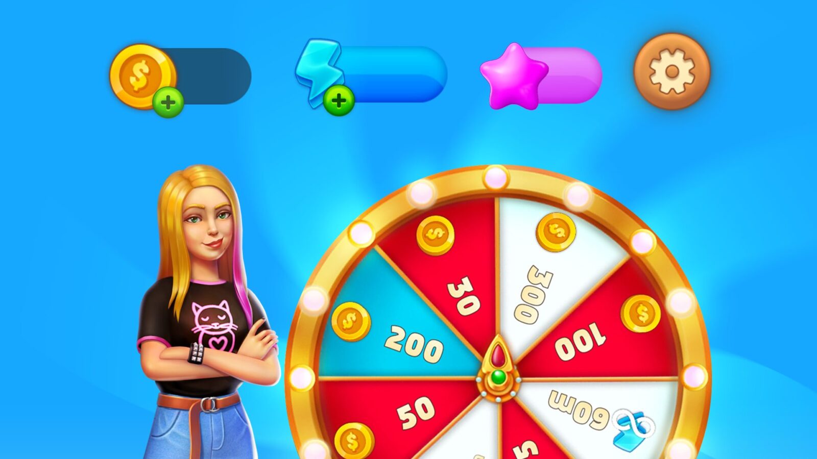 Lucky wheel mini-game spin screen