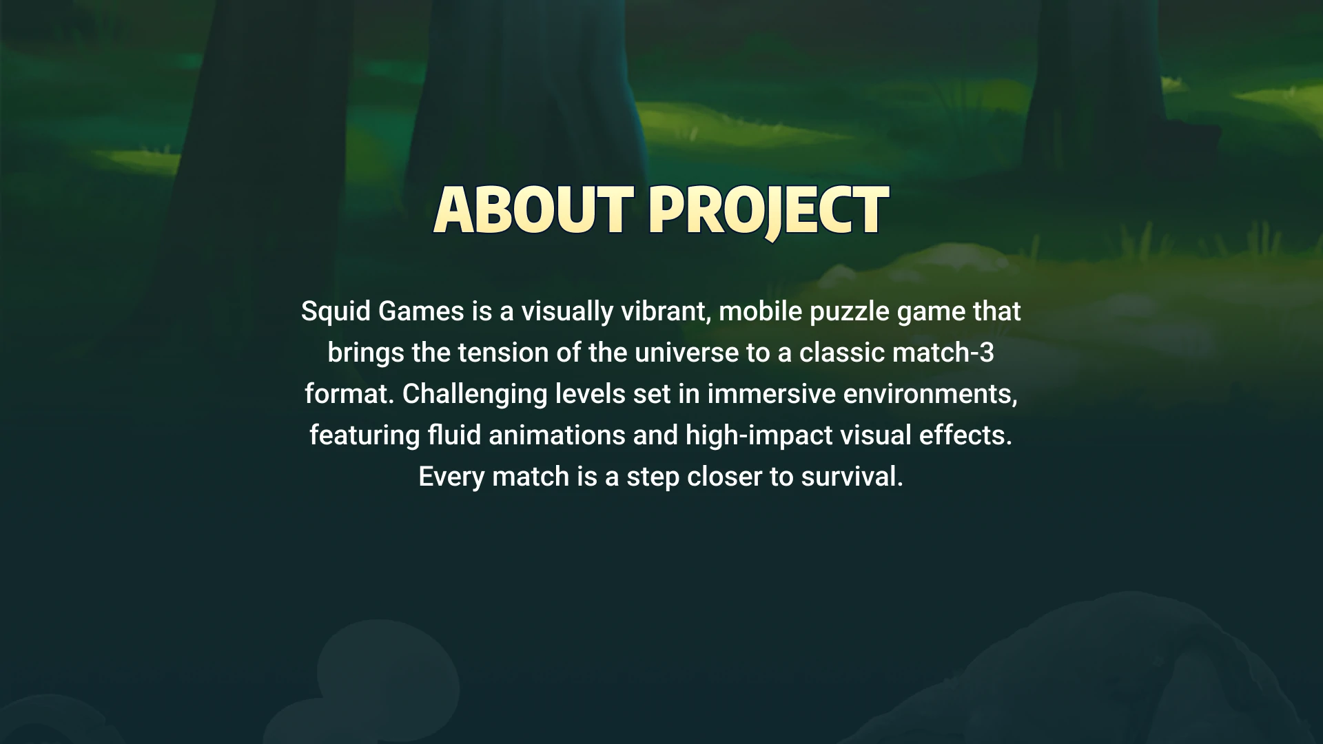 Mobile puzzle game project description screen