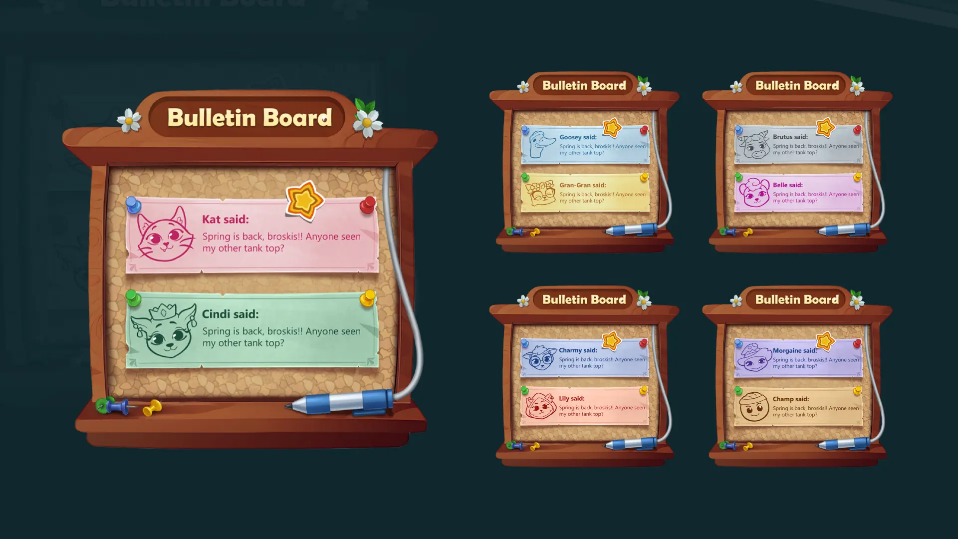 Mobile game bulletin board interface UI design