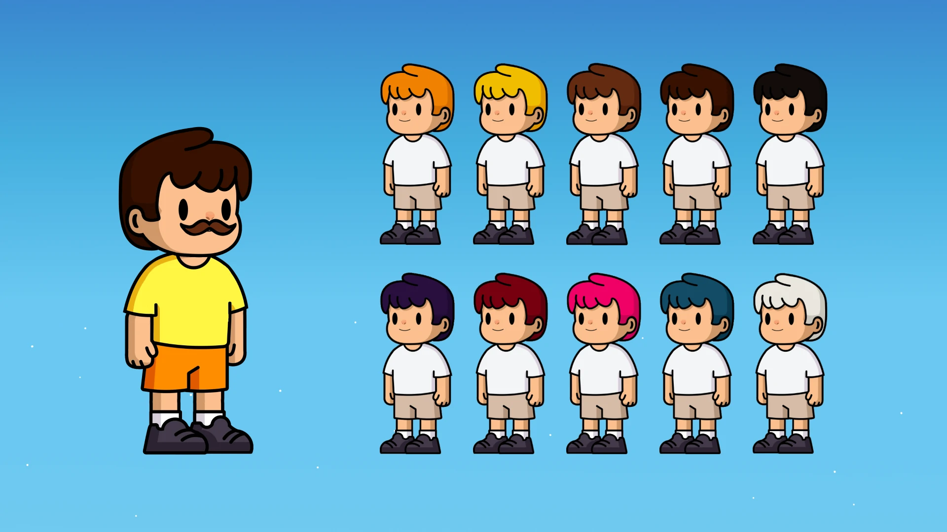 Team of characters in white suits for sci-fi project