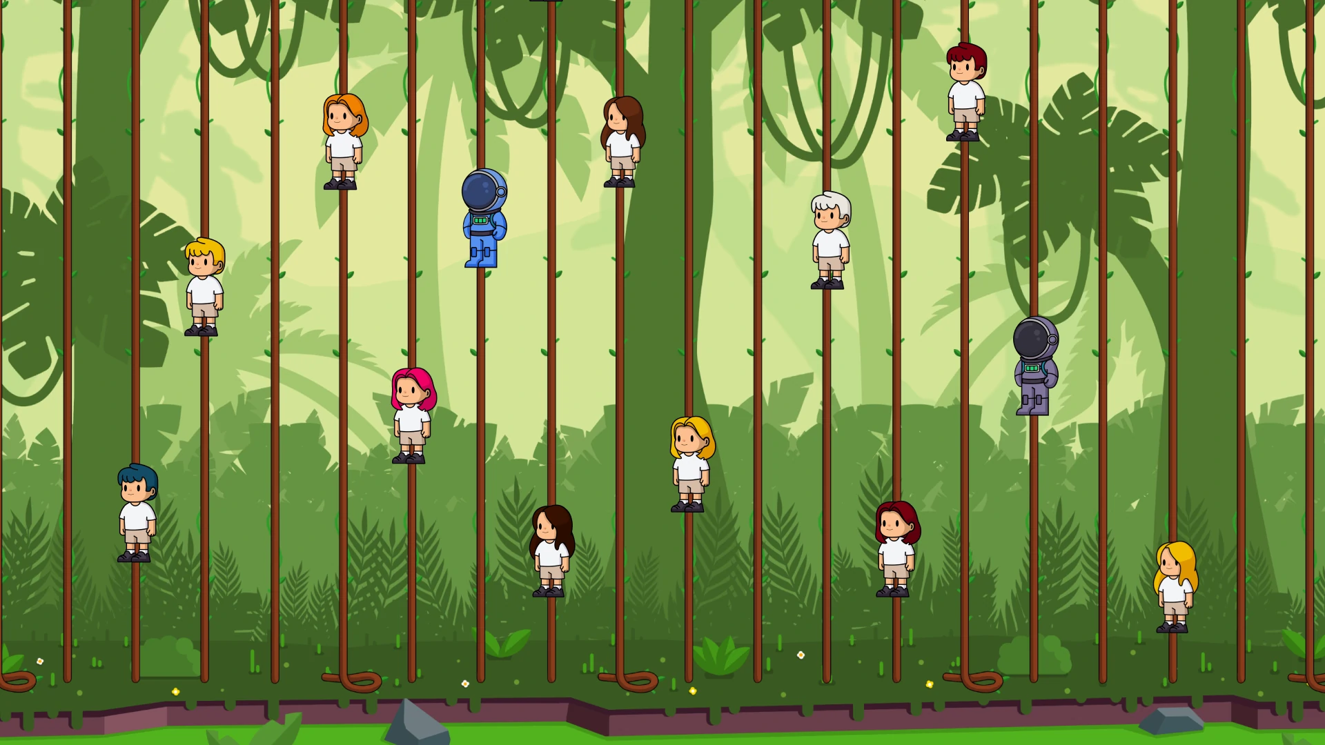 Forest scene with vertical character climbing animation