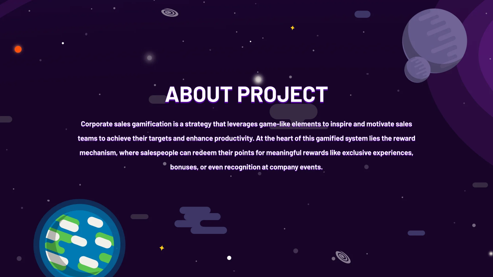 Project description slide in sci-fi design for client