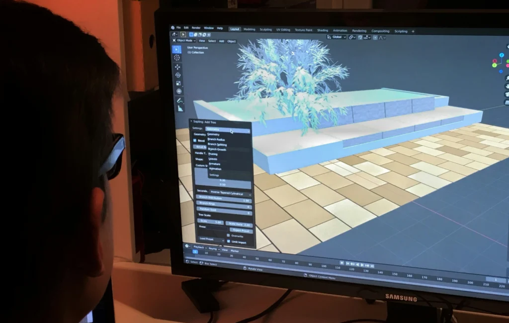 game developer working on 3D game environment