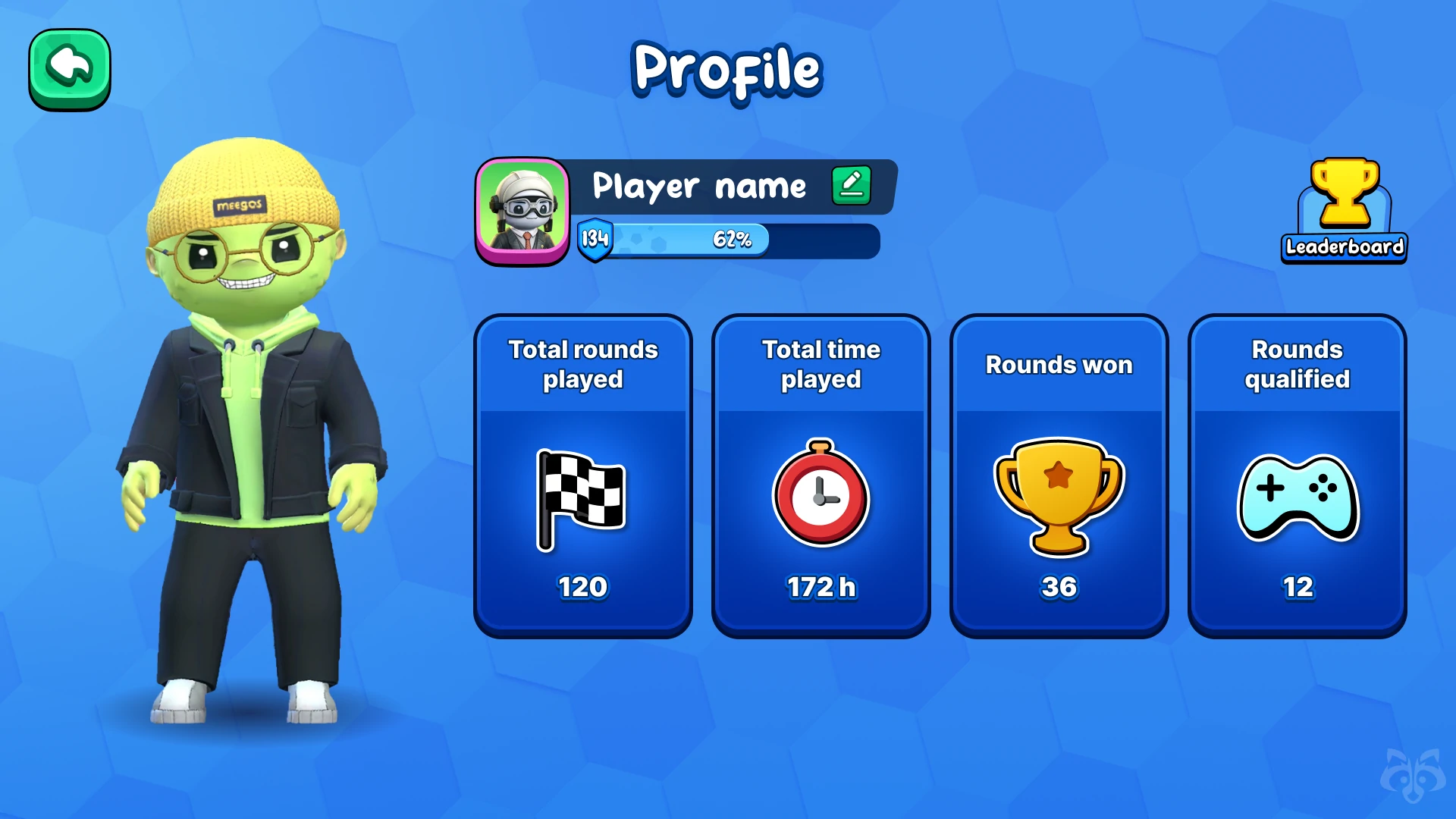 Player profile with stats – progress tracking system by Whimsy Games