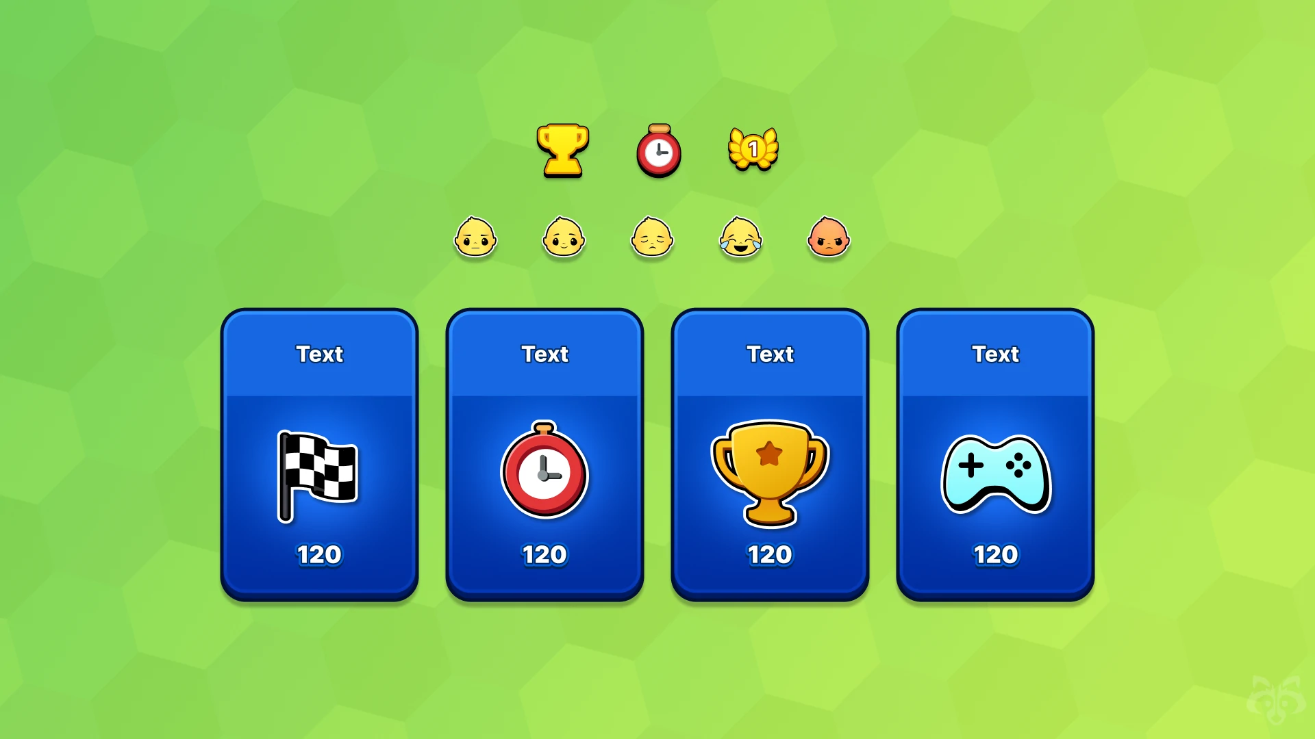 Icons of in-game items: trophies, power-ups, pets – Meegos Mayhem