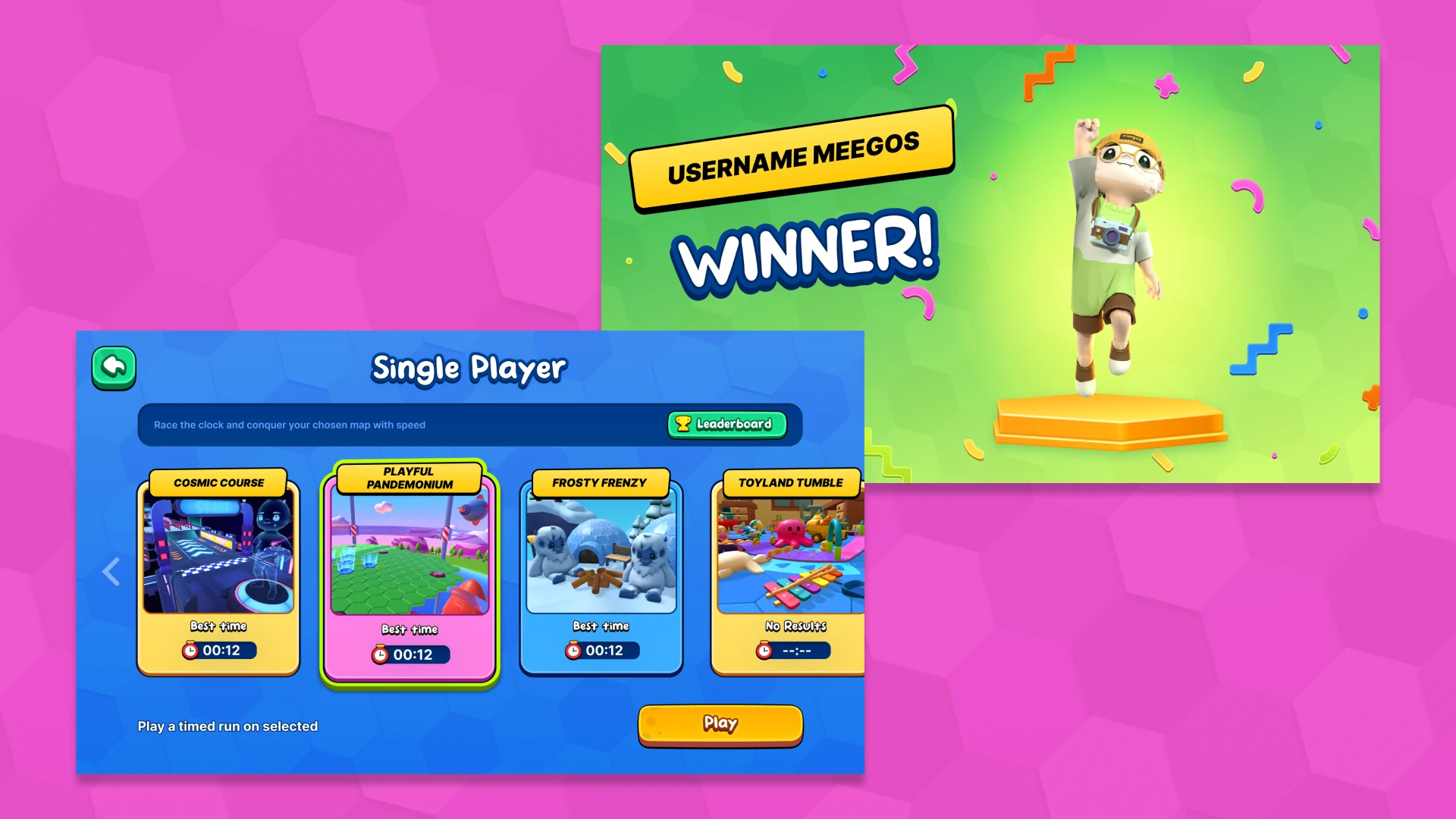 Victory screen with avatars – leaderboard and game flow UI by Whimsy Games