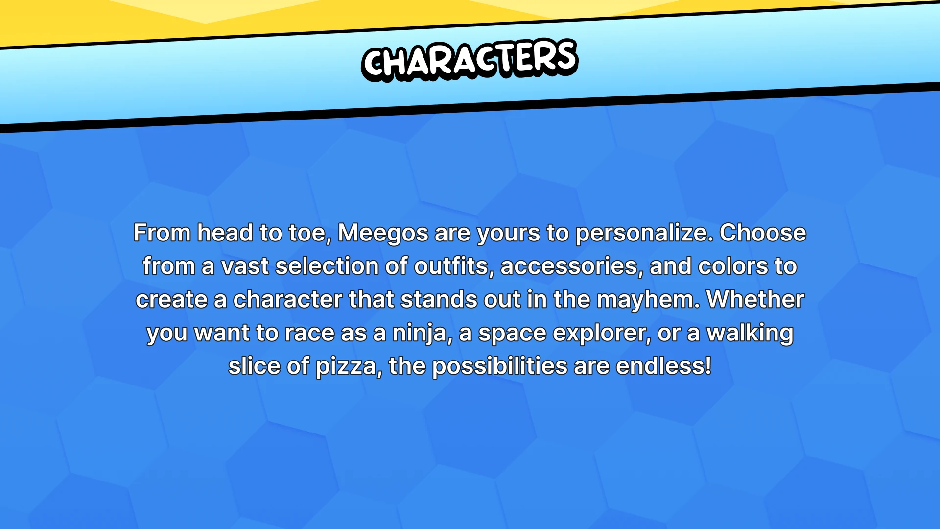 Character customization screen – avatar personalization UI