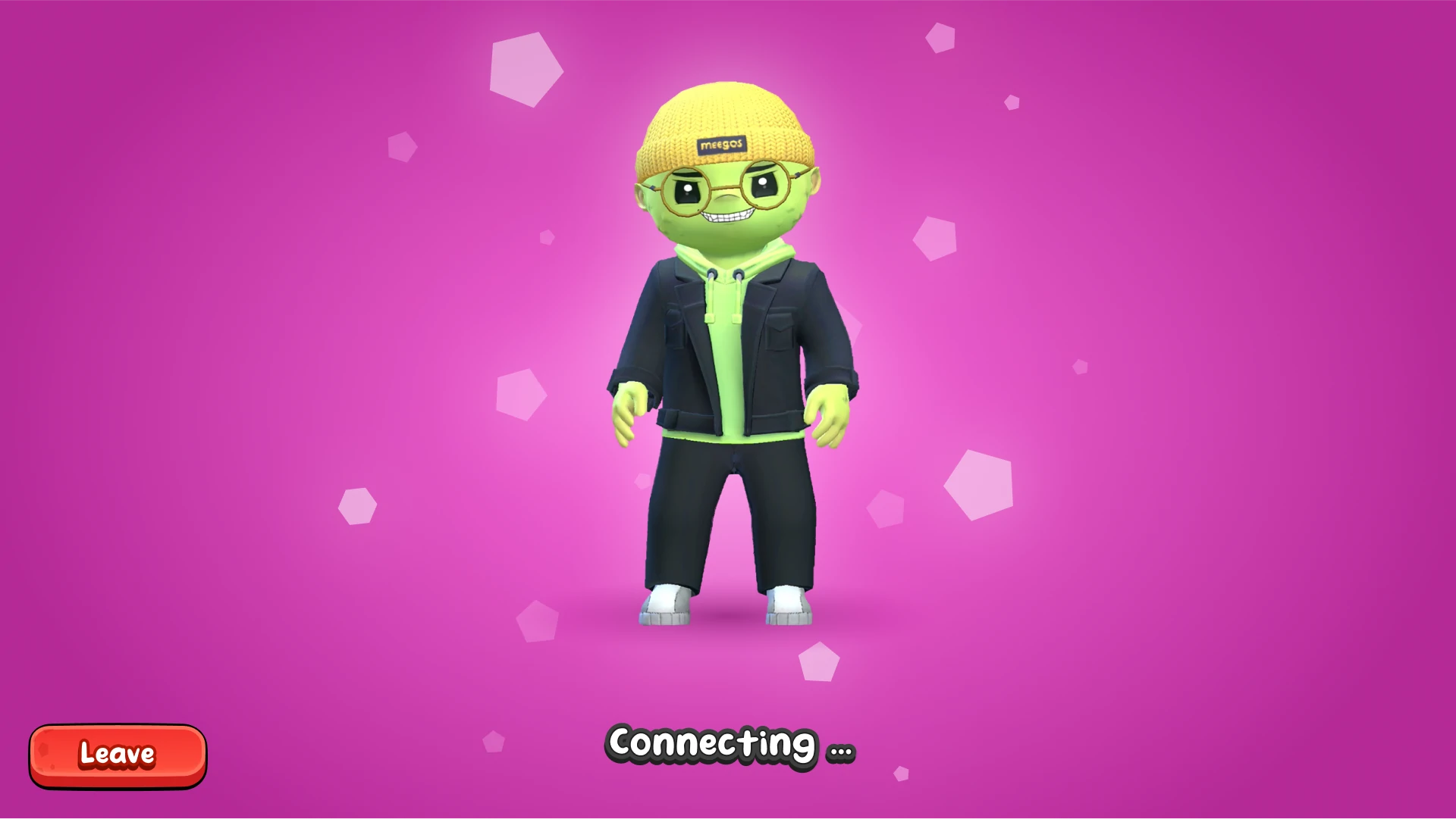 Loading screen with neon avatar – connection phase in Meegos Mayhem