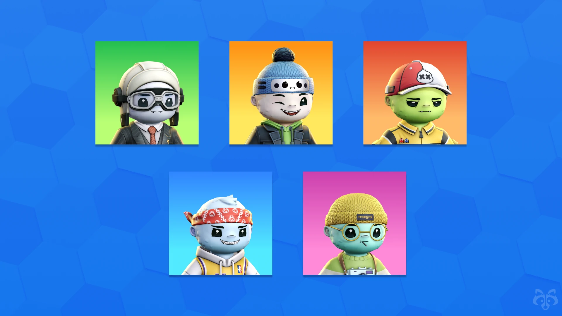 Character selection screen with avatars in varied outfits