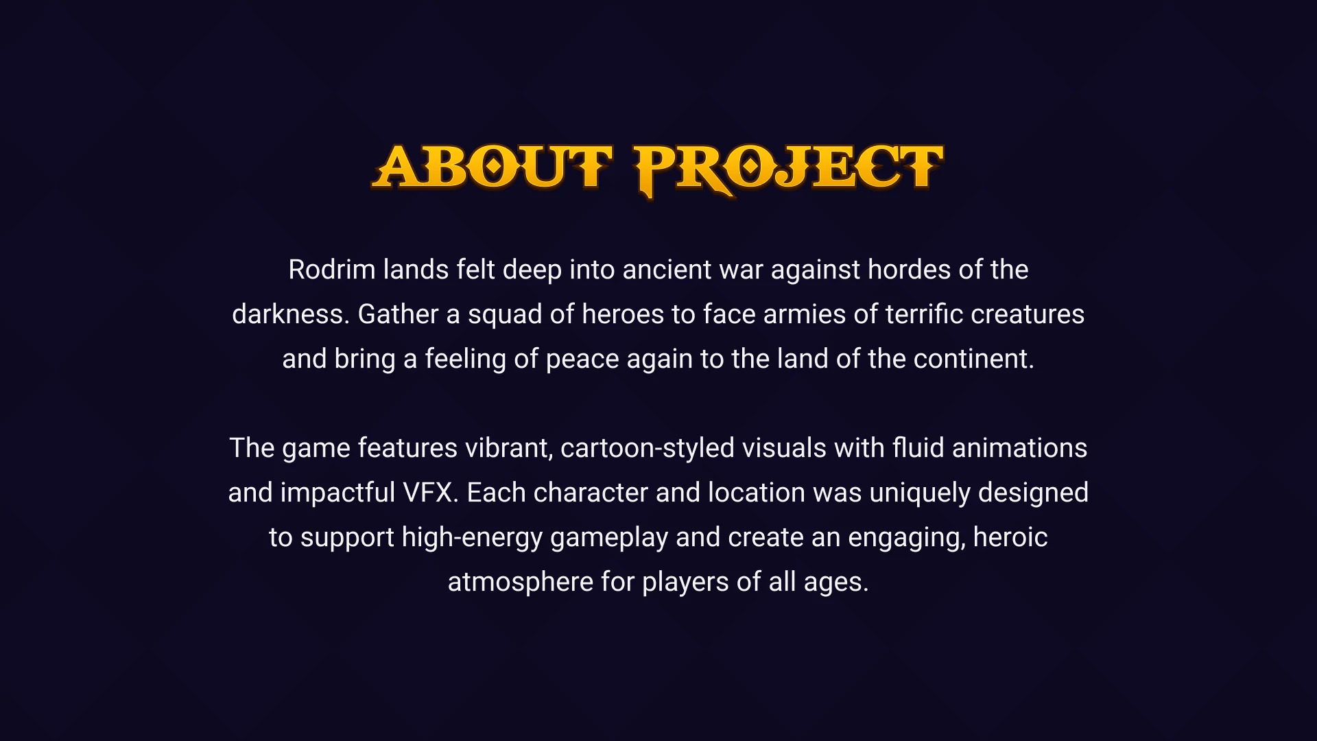 Legends of Rodrim About Project slide