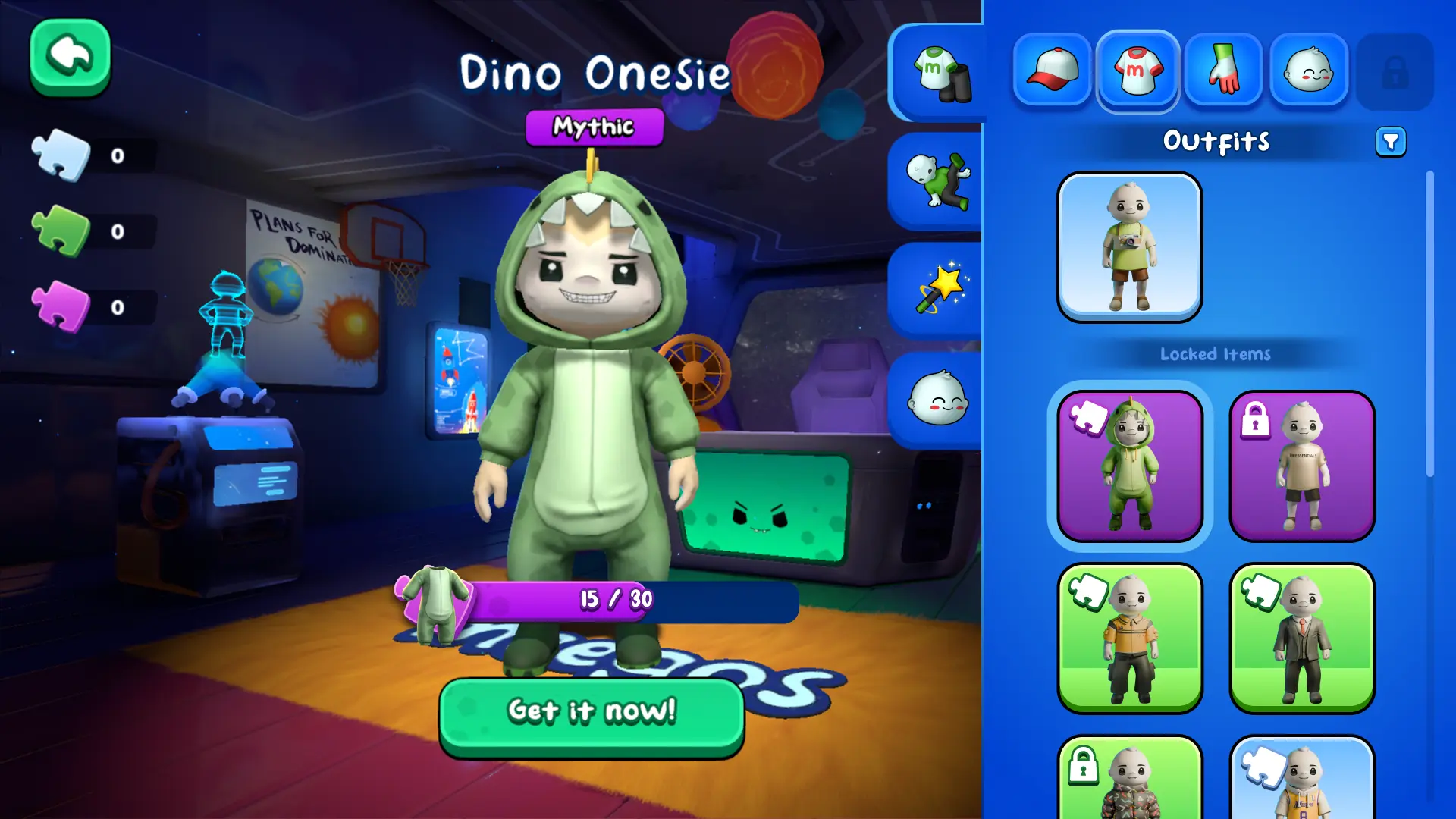 Meegos Mayhem Dino Onesie outfit