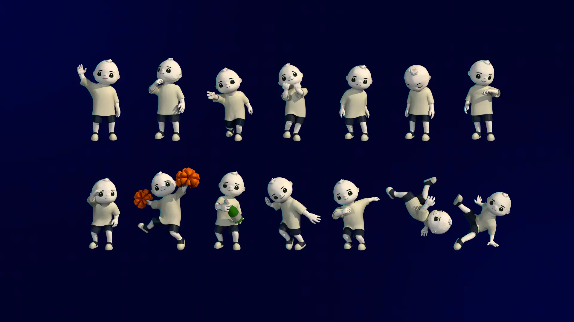 Meegos Mayhem character animation poses