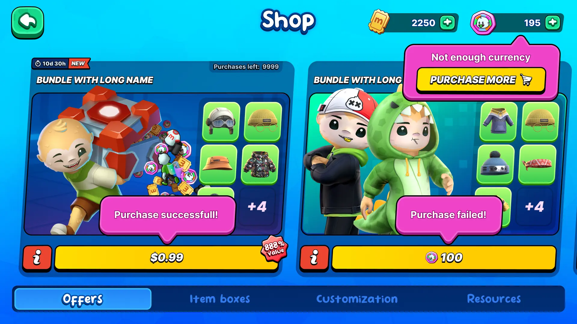 Meegos Mayhem in-game shop bundles