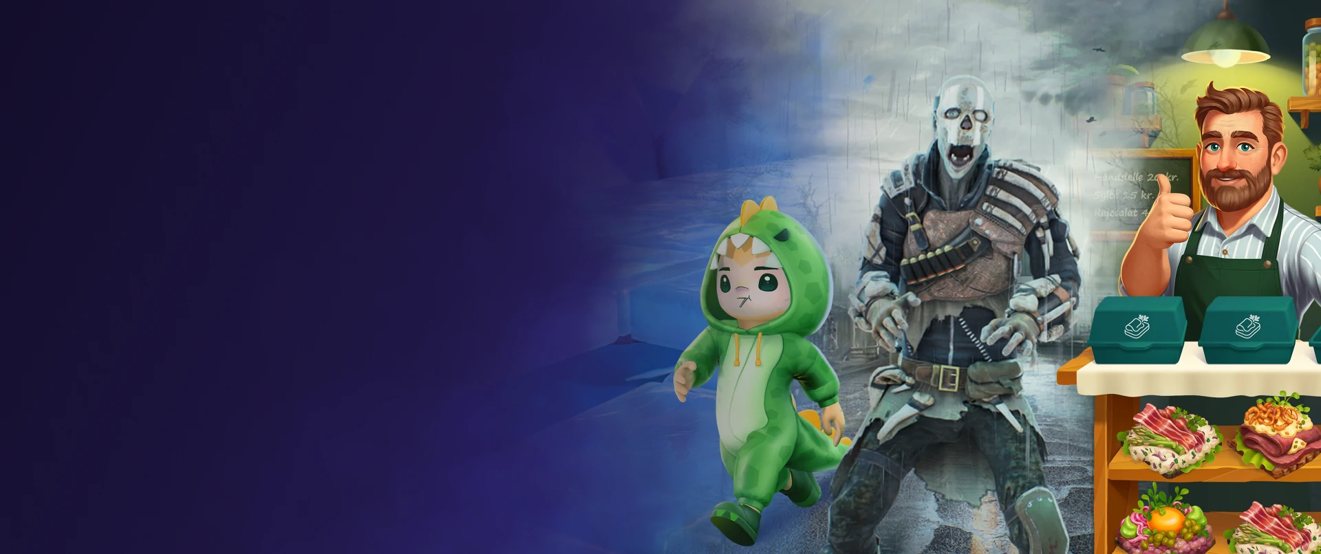 Portfolio cover image showcasing Whimsy Games’ 2D and 3D game art, characters, environments, and props.