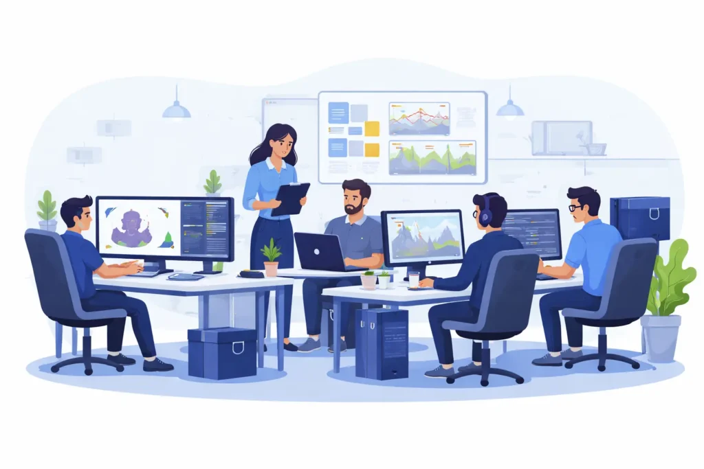 in-house game development team working