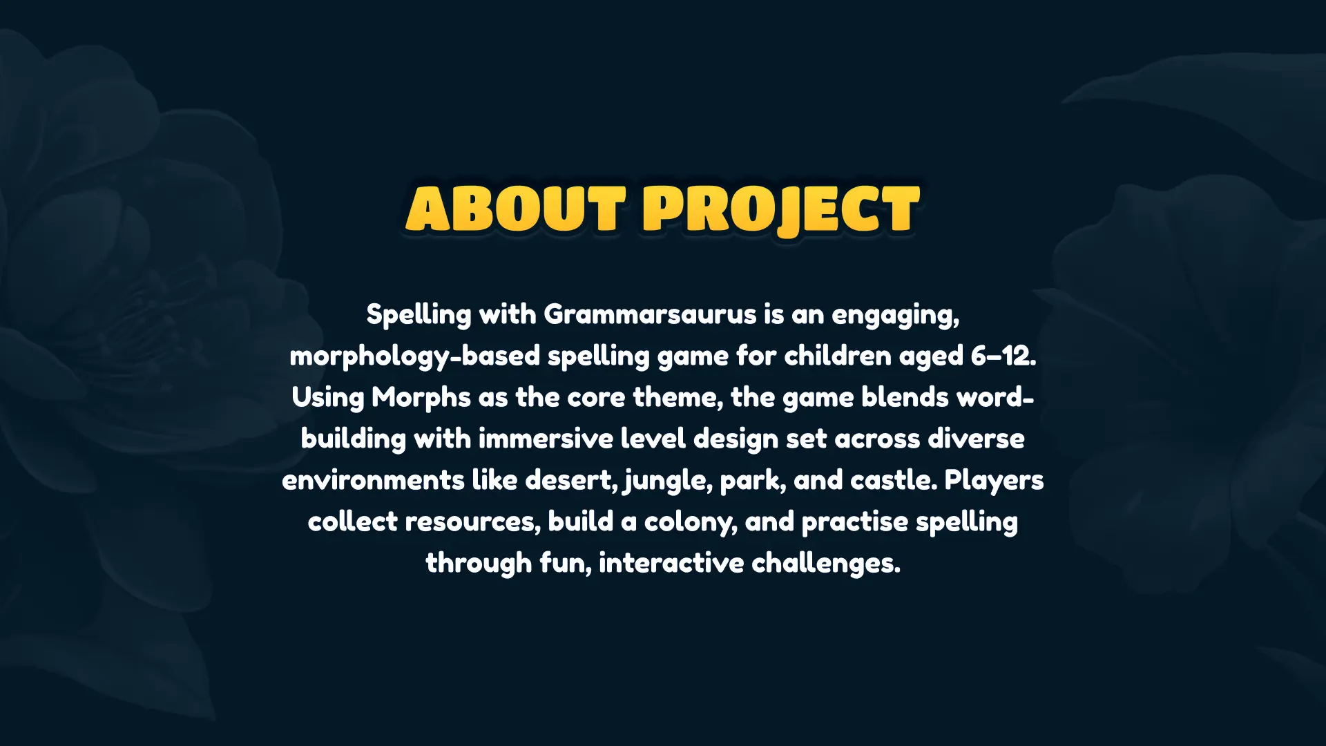 spelling game project description screen
