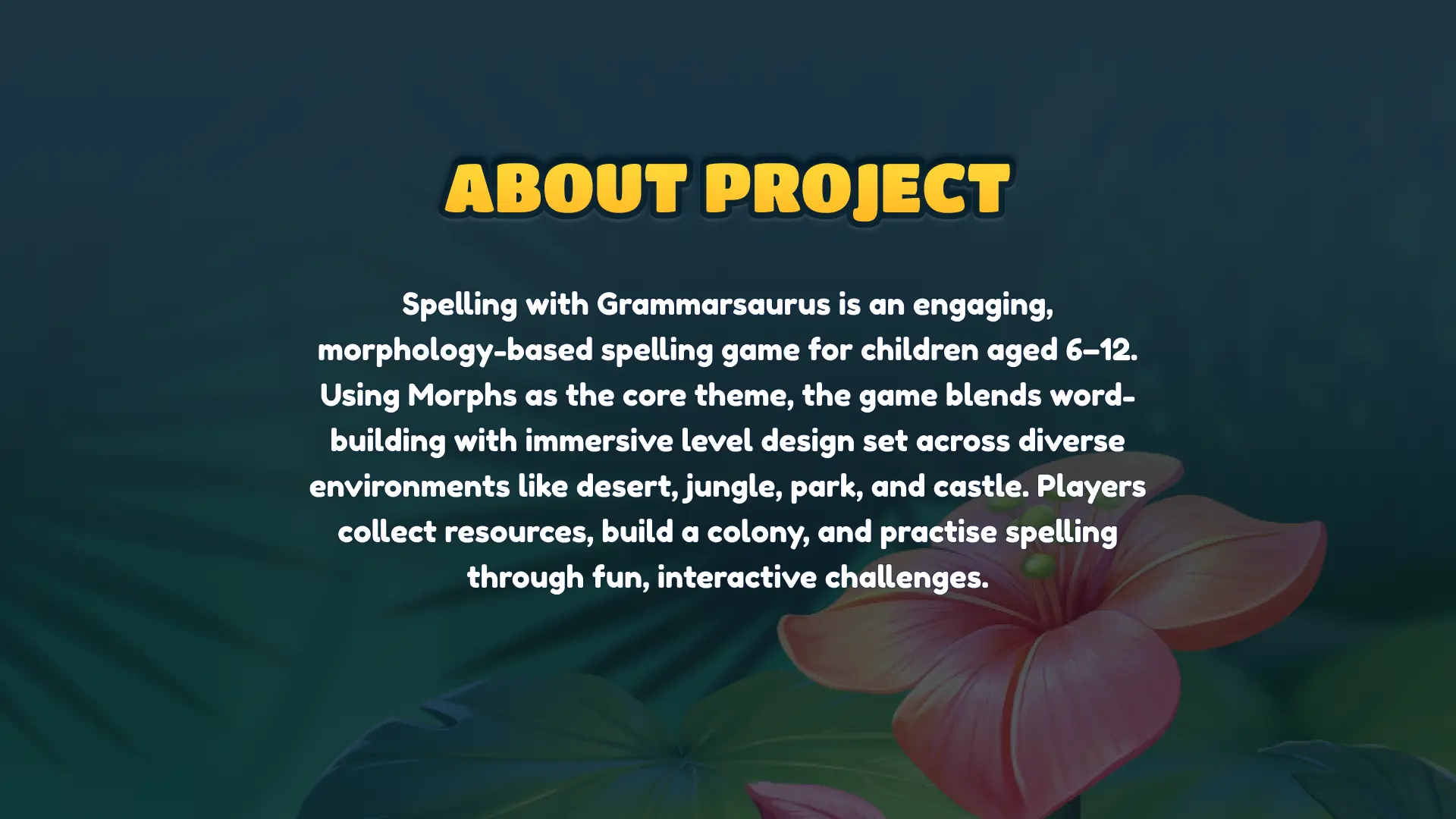 educational spelling game project overview UI screen