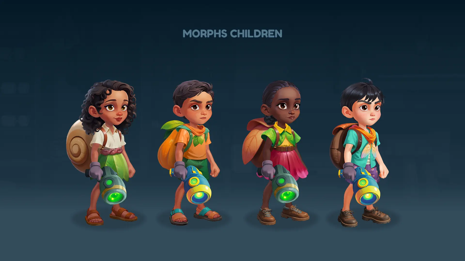Morphs children characters spelling game explorers