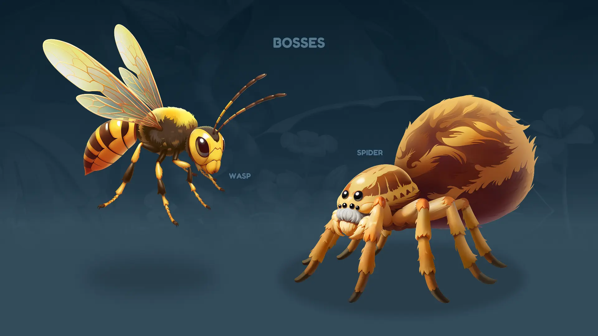 spelling game boss enemies wasp and spider