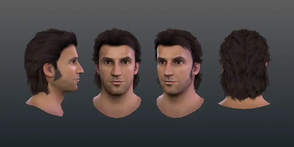 realistic 3D character head model multiple angles