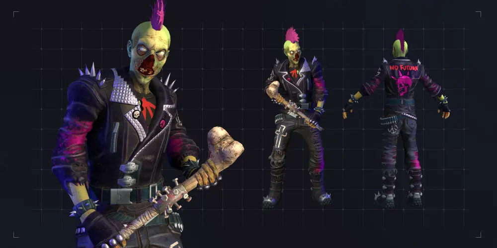 3D game character punk zombie model design