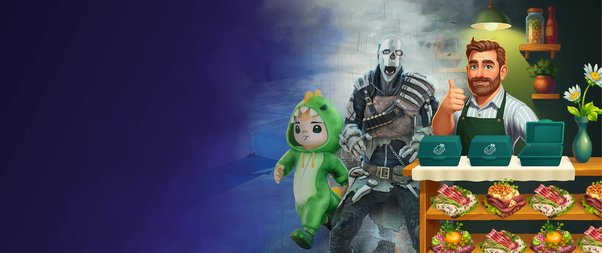 Portfolio cover image showcasing Whimsy Games’ 2D and 3D game art, characters, environments, and props.