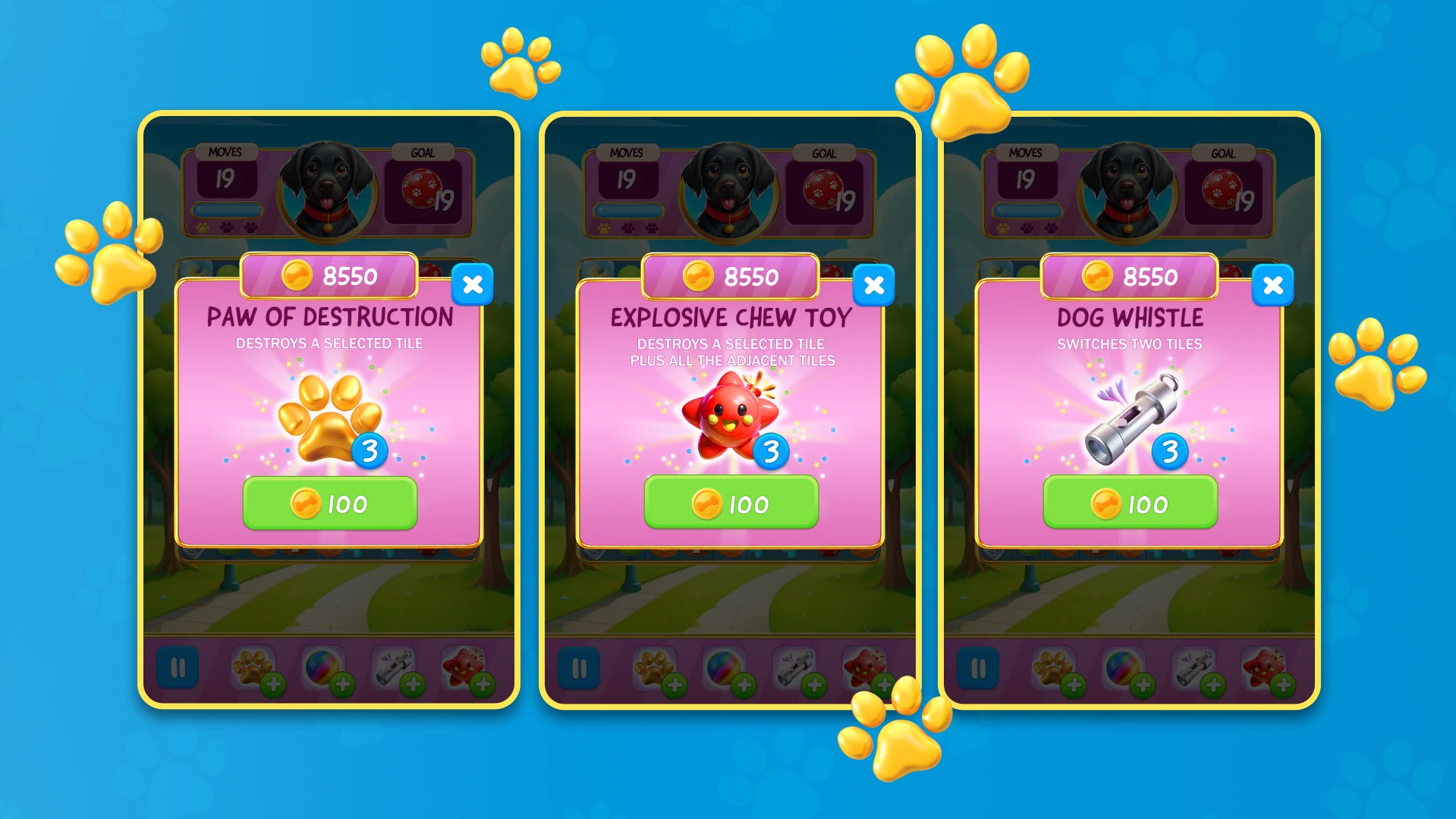 Level progression interface in Doggo’s Adventure Match