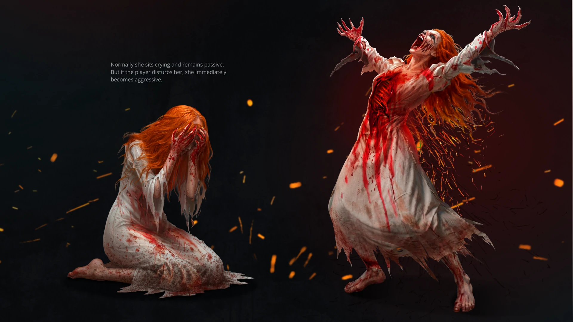 Banshee enemy behavior concept showing passive and aggressive states for the Undeads project.