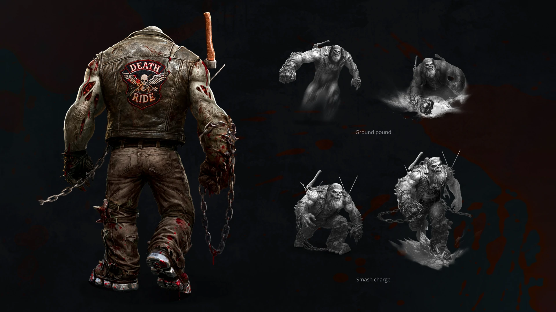 Brute enemy attack concepts showing ground pound and smash charge abilities for the Undeads project.