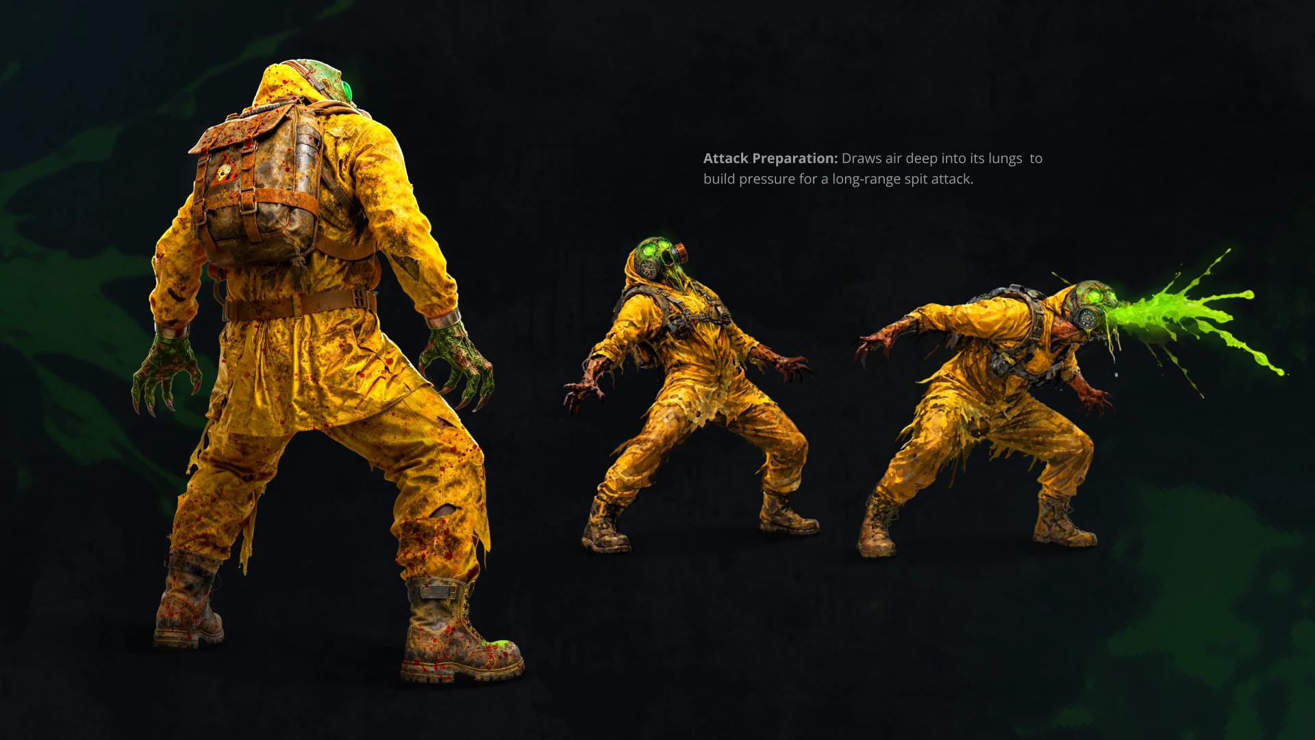 Spitter enemy attack sequence showing attack preparation and acid spit animation for the Undeads project.